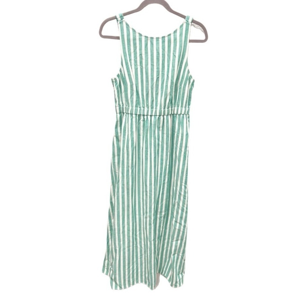 Universal Thread Green White Striped Midi Dress Sleeveless Cotton Size Small